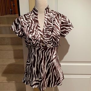 HEART SOUL. NWT. Zebra printed top. Cap sleeves. Lattice design w/frill …